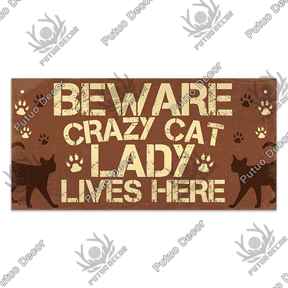 Funny Hanging Cat Wooden Signs