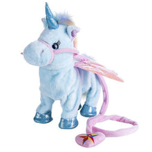 Load image into Gallery viewer, Cutie Cub Blue Unicorn Walking Plush Toy with Music
