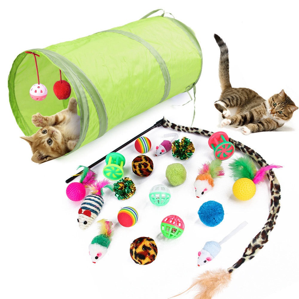 21Piece Cat Toy Set with Tunnel
