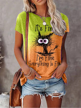 Ladda upp bild till gallerivisning, CutieCub™  CaT-Shirt: It&#39;s Fine I&#39;m Fine Everything Is Fine
