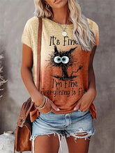 Lade das Bild in den Galerie-Viewer, CutieCub™  CaT-Shirt: It&#39;s Fine I&#39;m Fine Everything Is Fine
