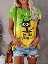 Cargar imagen en el visor de la galería, CutieCub™  CaT-Shirt: It&#39;s Fine I&#39;m Fine Everything Is Fine
